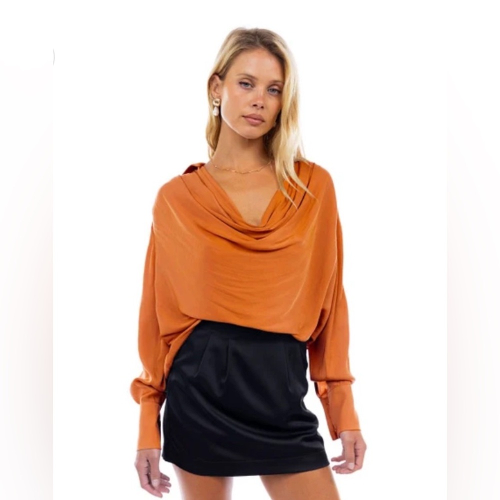 Carrot Cowl Neck Blouse